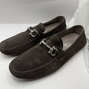 Mens salavatore ferragamo parigi brown gray gancini bit loafers size 9